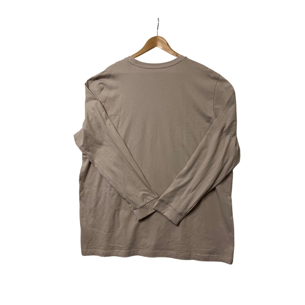 NWT Adidas Men's 2XL Long Sleeve T-Shirt Crew Neck Regular Fit Beige‎ Logo Tee - Picture 3 of 7